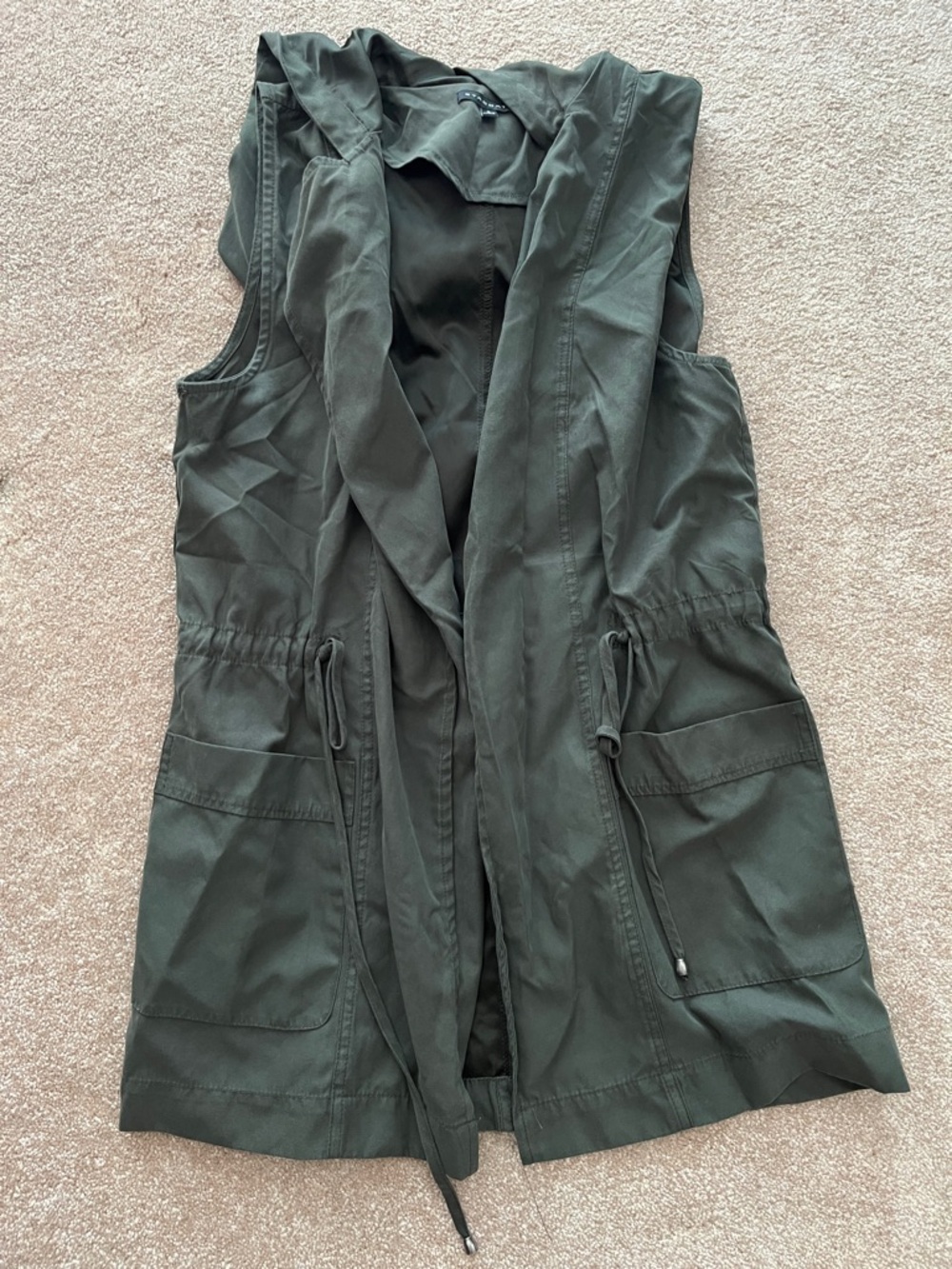 Staccato Olive Hooded Drawstring Utility Vest